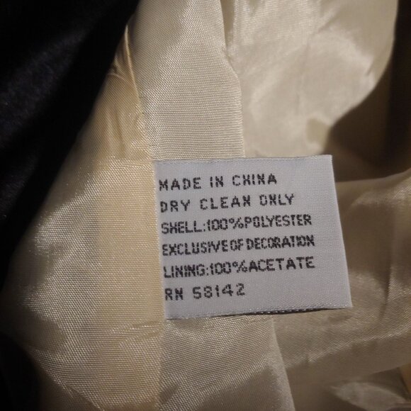 Talbots Dress + Coat Set Black Thick Satin Lined Beaded Belt Pockets 8 - Picture 14 of 15